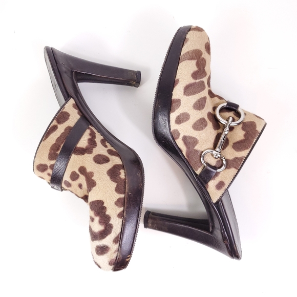 COACH Rana Studded Faux Fur Leopard Heeled Clog - Picture 3 of 8